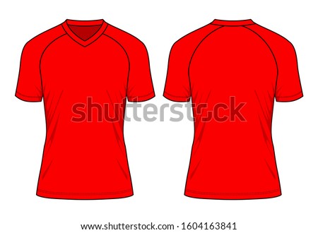 Blank Red Raglan Soccer Jersey Template On White Background.
Front and Back View, Vector File.