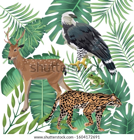 group of wild and exotic animals vector illustration design