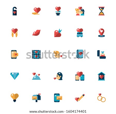 bundle of valentines day icons vector illustration design