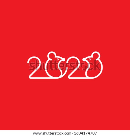 Happy chinese new year 2020 greeting logo design. text In english, chinese text translated as happy new year 