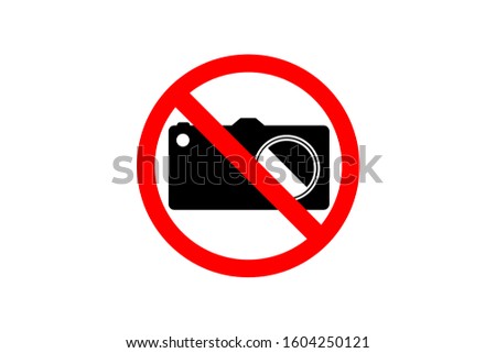 Photo sign prohibited, red sign on a white background.