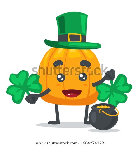 vector illustration of cute pumpkin with shamrock costume