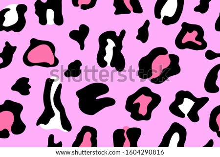 Leopard seamless pattern, trendy vector. Wild animal skin, cute jaguar. Creative pink pastel color, texture for fabric, packaging, textiles, wallpaper, clothing, printing. Vector stock illustration.