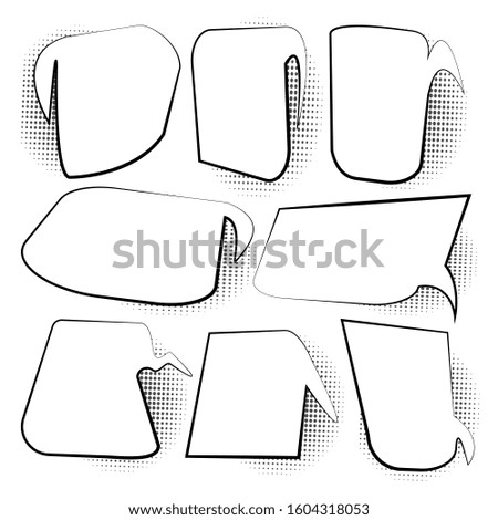 A set of blank comic speech bubbles and elements, Comic dialog empty cloud, space text with halftone shadows - Vector illustration
