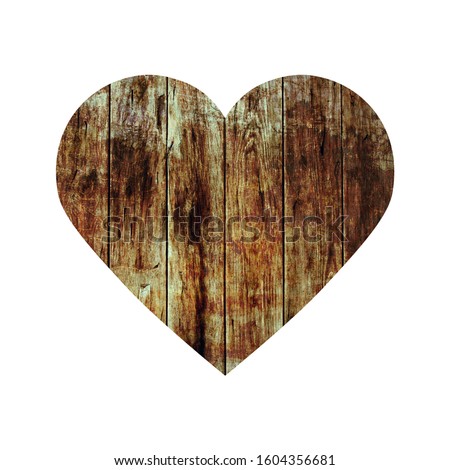 beautiful vintage romantic wooden  heart isolated on white background with clipping path - pictures with concept theme of Love, ecology and St. Valentine's Day.