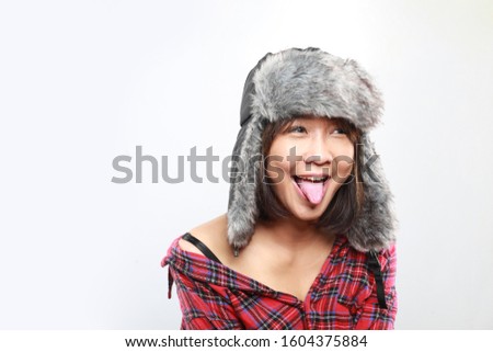 young korean girl open tongue. happy korean girl tongue