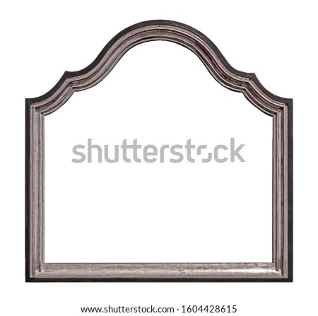 Silver gothic frame for paintings, mirrors or photos isolated on white background. Design element with clipping path