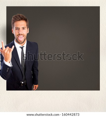 disagree young man gesture on photo frame