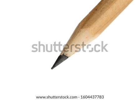 Wooden new short pencil isolated on white