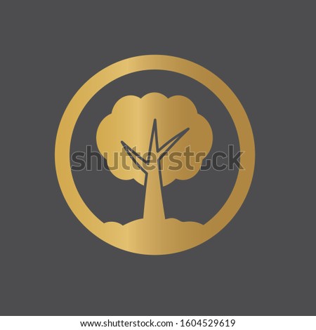 golden tree icon- vector illustration