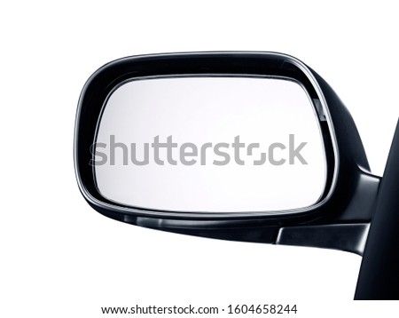side rear-view mirror on a car white background Royalty-Free Stock Photo #1604658244