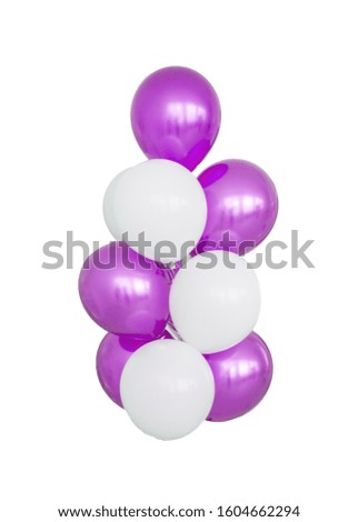 Colourful balloons, pink, white, streamers. Helium Ballon floating in birthday party. Concept balloon of love and valentine