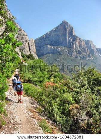 A stage of the trekking called "Selvaggio blu" in Sardinia, Italy Royalty-Free Stock Photo #1604672881