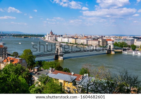 Panoramic view of Budapest and Danube from above
