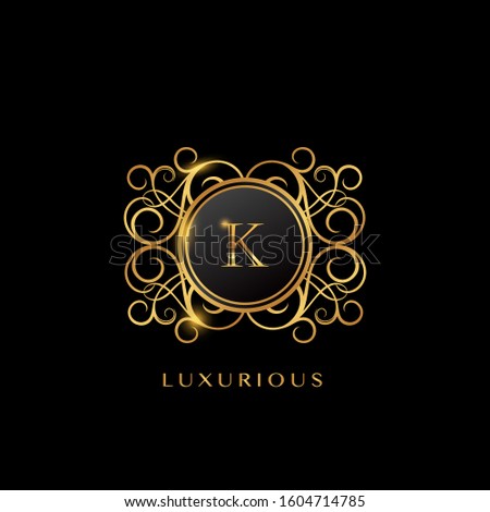 Elegance Golden Luxurious Letter K logo, vector design concept geometric circle shape with initial letter logo icon for luxury business identity.