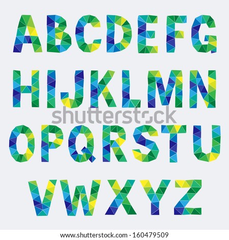 Vector Alphabet Set. Colorful geometric font. 