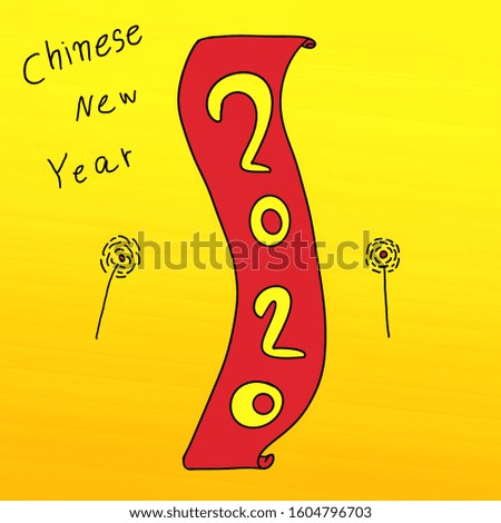 Hand drawn chinese new year 2020 concept. happy design, perfect for celebration.
