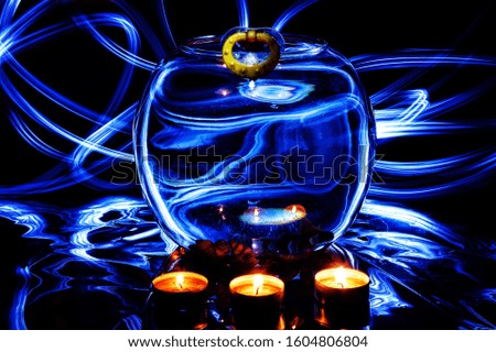 blue light, air turns, candles, thoughts, thinking, tranquility, perfection, blue aura