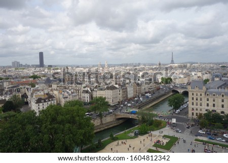 Panorama view shot at Cathédrale Notre-Dame de Paris in Paris, France on June 1th.