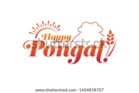 Happy Pongal Text Typography Vector Illustration  Royalty-Free Stock Photo #1604858707