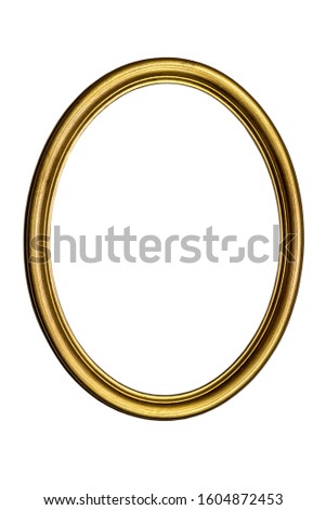 antique gilded oval picture frame isolated on white