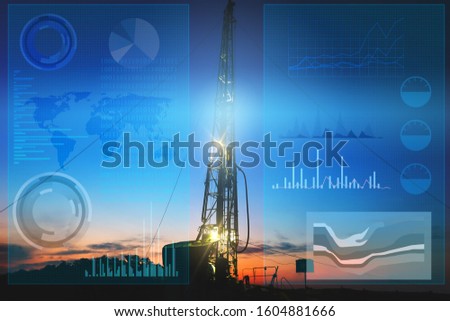 automation of oil and gas production to prevent accidental drilling of wells. The use of artificial intelligence to process and store data when drilling wells and finding productive fields Royalty-Free Stock Photo #1604881666