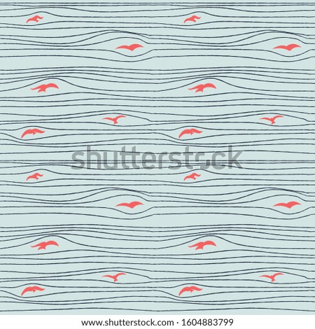 seamless abstract line and birds background