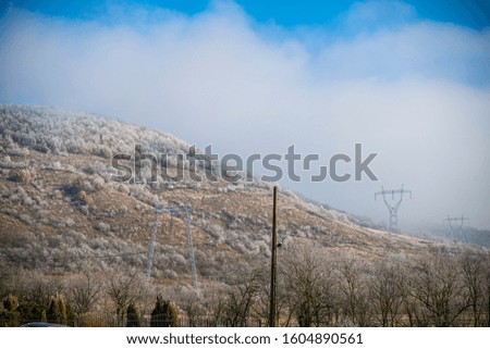 Winter rime on the morning on the mountains