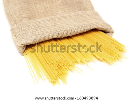 spaghetti in a sack isolated on a white background