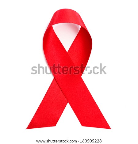 a red ribbon for the fight against AIDS on a white background Royalty-Free Stock Photo #160505228
