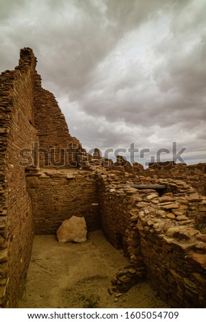 Ancient Pueblo ruins in Chaco Canyon National Historic Park, NM
