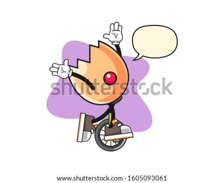 Cracked egg clown with speech bubble cartoon. Mascot Character vector.