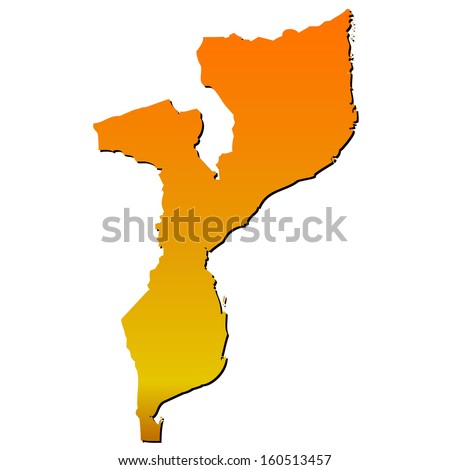High detailed vector map with shadow in separated layer - Mozambique 