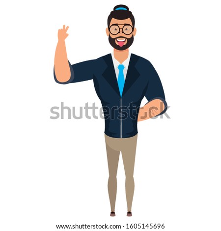 young man with beard avatar character vector illustration design