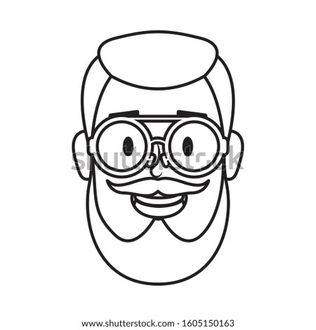 young man head with beard and eyeglasses vector illustration design