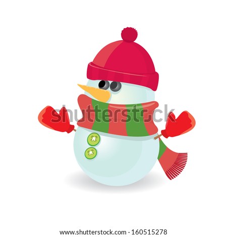 Vector snowman isolated on white. vector merry christmas background for greeting card or banner
