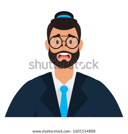 young man with beard and hat character vector illustration design