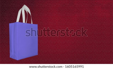 ECO Friendly Recyclable purple color Bag. Shopping Non Woven Fabric Bags on beautiful red Background. 