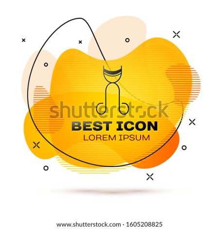 Black Eyelash curler icon isolated on white background. Makeup tool sign. Abstract banner with liquid shapes. Vector Illustration