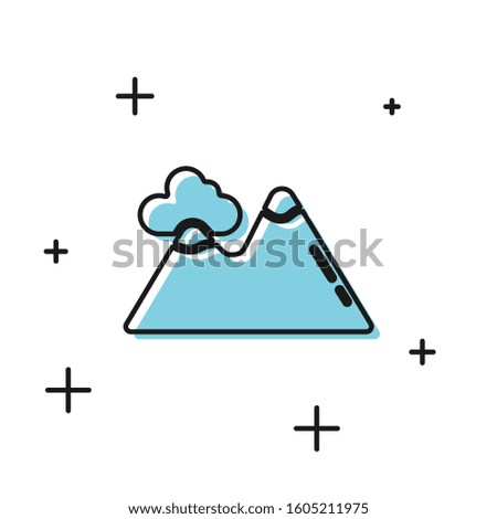 Black Mountains icon isolated on white background. Symbol of victory or success concept.  Vector Illustration