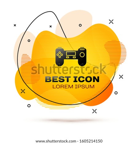 Black Gamepad icon isolated on white background. Game controller. Abstract banner with liquid shapes. Vector Illustration