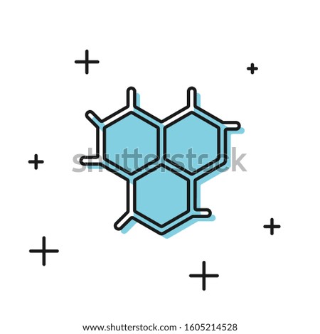 Black Chemical formula icon isolated on white background. Abstract hexagon for innovation medicine, health, research and science.  Vector Illustration