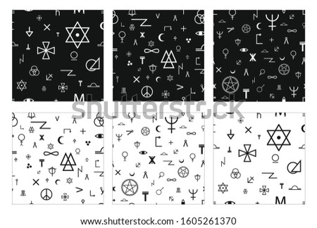 Bundle Seamless Pattern Occultism Version for your product design. Occultism pattern for your event.