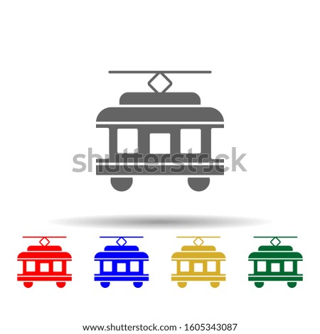 Tram Car, Train, passenger transportation multi color style icon. Simple glyph, flat vector of transport icons for ui and ux, website or mobile application