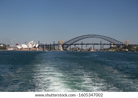 Sydney harbour showing opera house and bridge