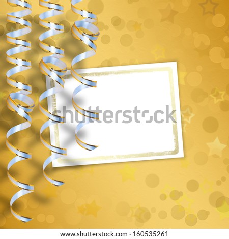 Greeting card with ribbons on a beautiful background with stars