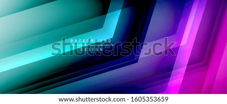 Arrow lines, technology digital template with shadows and lights on gradient background. Trendy simple fluid color gradient abstract background with dynamic straight shadow lines effect. Vector