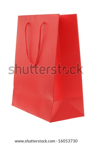 Red paper bag on white background