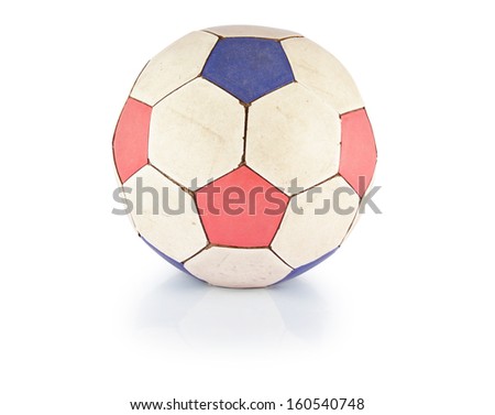 old soccer ball on a white background