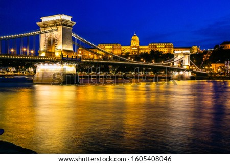 The Szechenyi Chain Bridge and Buda Castle at night